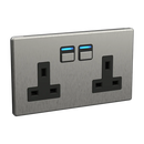 Smart Socket (2 gang) - Stainless Steel