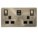13A Ingot 2 Gang Switched Socket Outlet With Type A & C USB (4.2A) Outlets