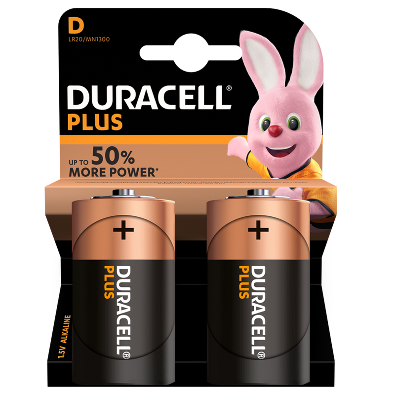Duracell D Cell Battery - 2 Pack
