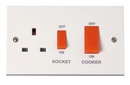 45A 2 Gang Double Pole Switch With 13A Double Pole Switched Socket Outlet