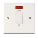 45A 1 Gang Double Pole Plate Switch With White Rocker & Neon