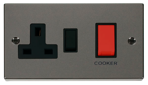 45A 2 Gang Double Pole Switch With 13A Double Pole Switched Socket Out